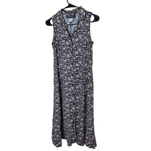 All That Jazz Vintage 90s Floral Maxi Dress Sleeveless Button Front Rayon